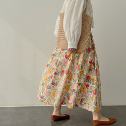 ロングスカート 花柄 フレアスカート フレアロングスカート マキシ ロング 春 夏 Aライン プラスサイズ WFD51 4枚目の画像