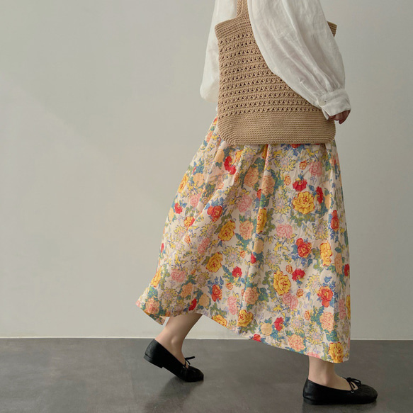 ロングスカート 花柄 フレアスカート フレアロングスカート マキシ ロング 春 夏 Aライン プラスサイズ WFD51 1枚目の画像