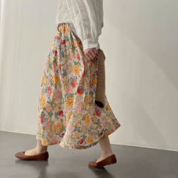 ロングスカート 花柄 フレアスカート フレアロングスカート マキシ ロング 春 夏 Aライン プラスサイズ WFD51 2枚目の画像