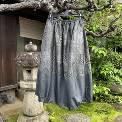 【着物リメイク】ふんわりバルーンスカート/リバーシブル/大島紬 6枚目の画像