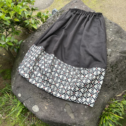 【着物リメイク】ふんわりバルーンスカート/リバーシブル/大島紬 3枚目の画像