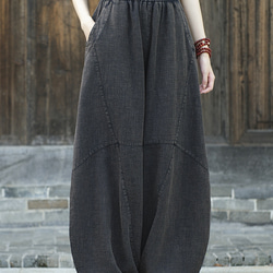 寬褲長褲加厚褲加厚秋冬保暖#6188黑色 第3張的照片