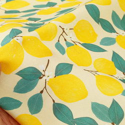 韓国製 果物柄 レモン柄 北欧風のレモンツリー 生地 コットン100％シーチング Lemon Tree 11枚目の画像