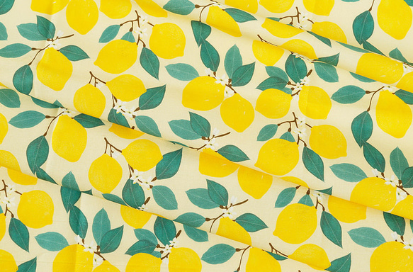 韓国製 果物柄 レモン柄 北欧風のレモンツリー 生地 コットン100％シーチング Lemon Tree 13枚目の画像