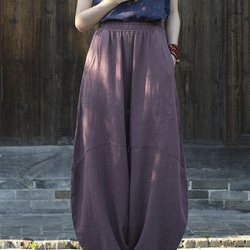 沙烤寬褲、長麻褲#6188紫色 第2張的照片