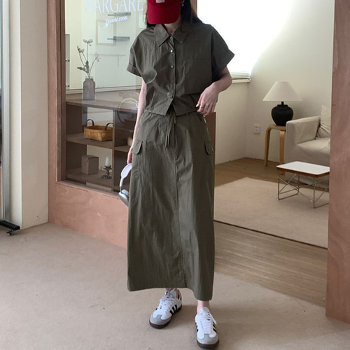 セットアップ 上下セット シャツ スカート ゆったり レディース