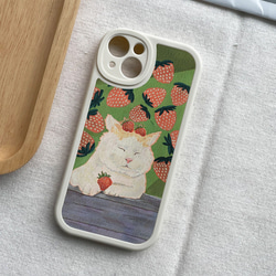 スマートフォン保護ケース、すべてのiPhone 15/14/13/12/11およびその他のモデルと互換性あり 漫画のイチゴ猫のオ 9枚目の画像
