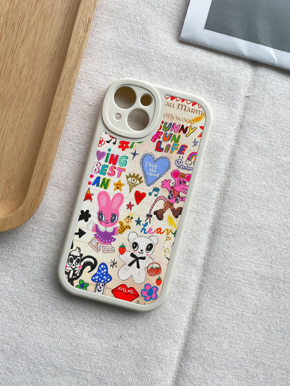 智慧型手機保護殼 兼容所有 iPhone 15/14/13/12/11 等型號 可愛彩色塗鴉 全包防震手機套 第6張的照片