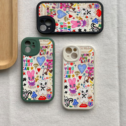 智慧型手機保護殼 兼容所有 iPhone 15/14/13/12/11 等型號 可愛彩色塗鴉 全包防震手機套 第2張的照片