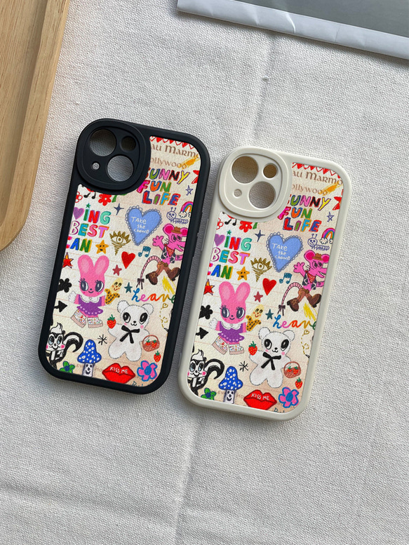 智慧型手機保護殼 兼容所有 iPhone 15/14/13/12/11 等型號 可愛彩色塗鴉 全包防震手機套 第1張的照片