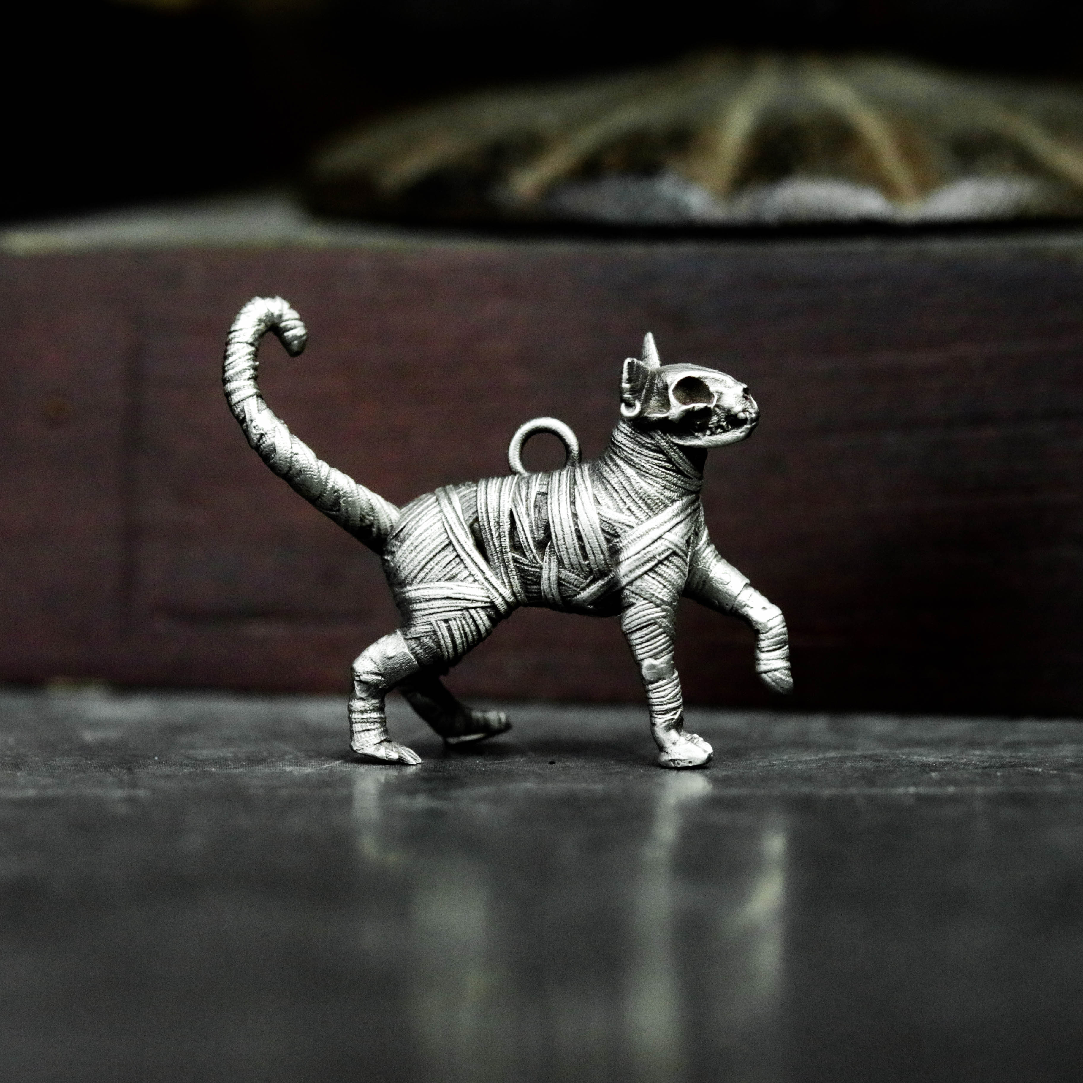 ミイラ猫925シルバーペンダントネックレス、アンデッド猫、エジプトのミイラ、ファラオ猫、絶妙な手作りの猫のペンダントネッ