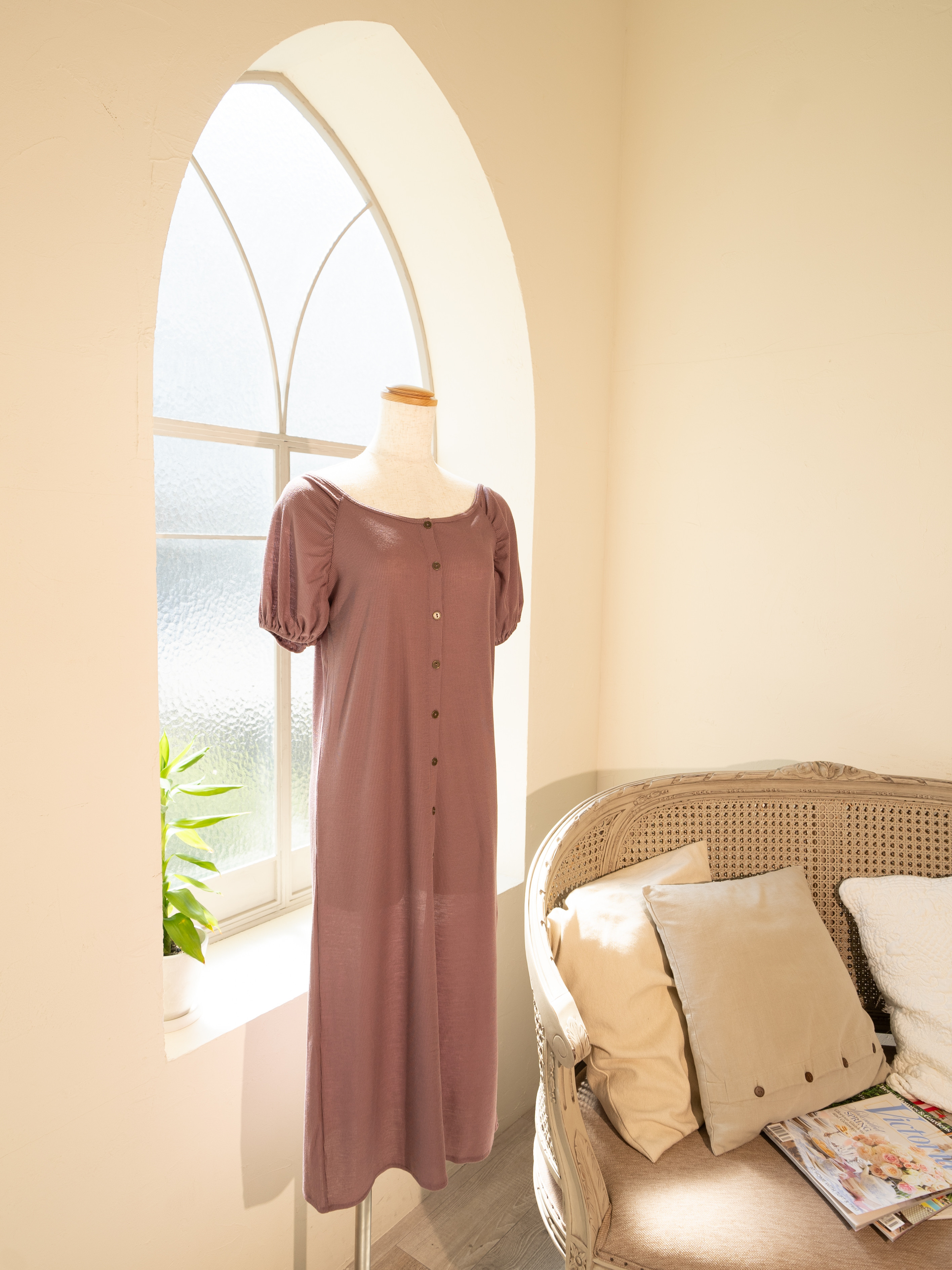 Power Inner Glow パフスリーブ ワンピース