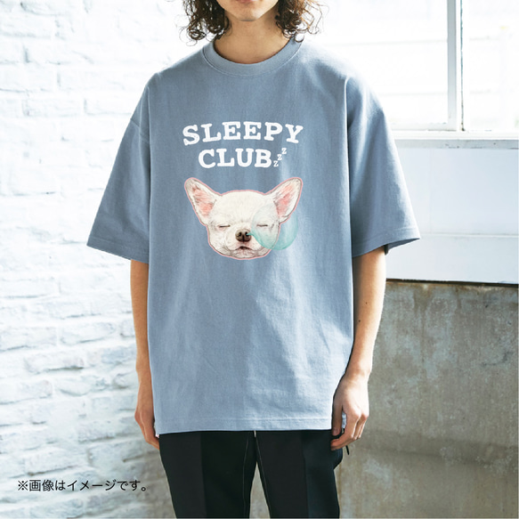 厚みのあるBIGシルエットTシャツ「SLEEPY CLUB_チワワ」/送料無料 1枚目の画像