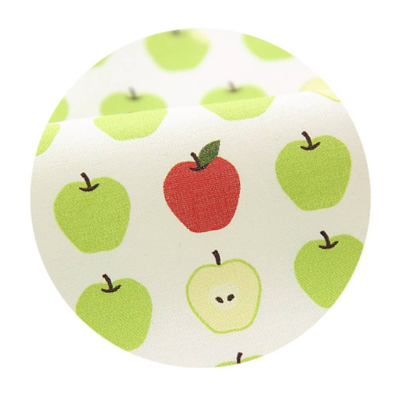 韓国製 果物柄 りんご柄 グリーンアップル 青りんご 生地 コットン100％シーチング Green Apple 3枚目の画像