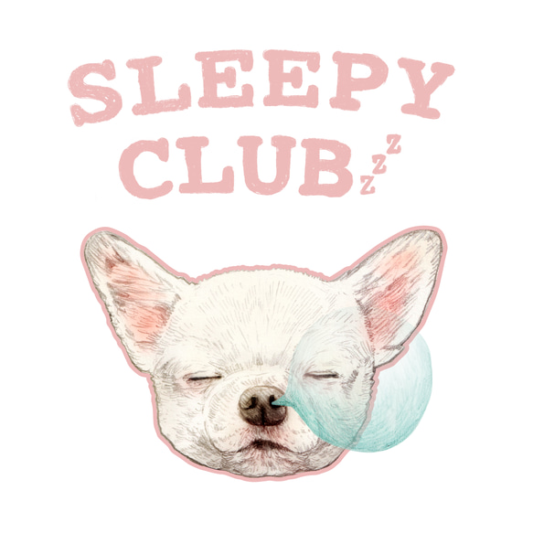 「SLEEPY CLUB_チワワ」コットンTシャツ/送料無料 2枚目の画像