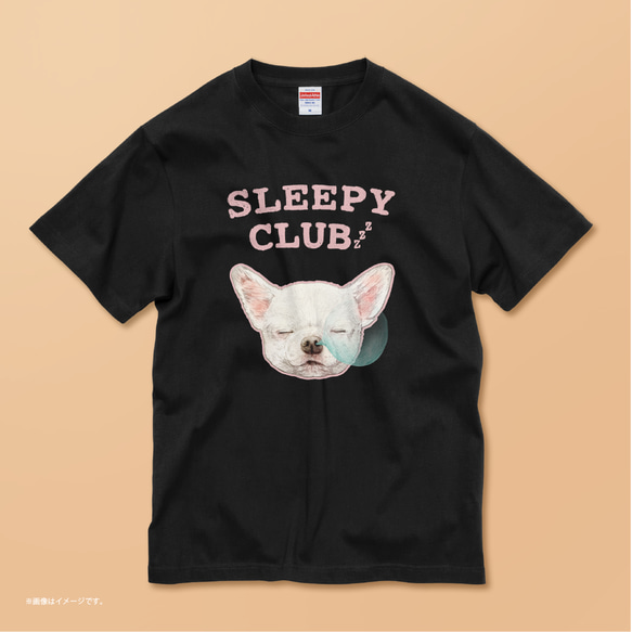 「SLEEPY CLUB_チワワ」コットンTシャツ/送料無料 1枚目の画像