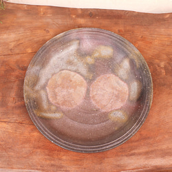 備前焼 皿・サンギリ(21cm)　sr3-080 1枚目の画像