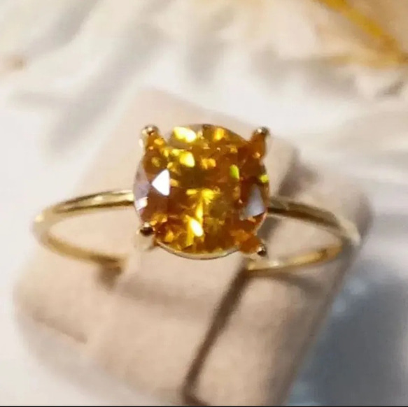 【一点もの】ゴールデン　スファレライト　1.83ct　大粒　天然石　　ゴールド　シルバー　リング　指輪 2枚目の画像