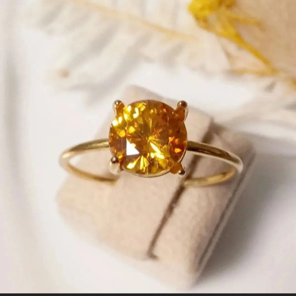 【一点もの】ゴールデン　スファレライト　1.83ct　大粒　天然石　　ゴールド　シルバー　リング　指輪 1枚目の画像