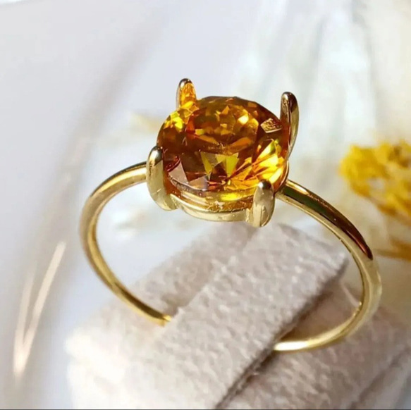 【一点もの】ゴールデン　スファレライト　1.83ct　大粒　天然石　　ゴールド　シルバー　リング　指輪 3枚目の画像