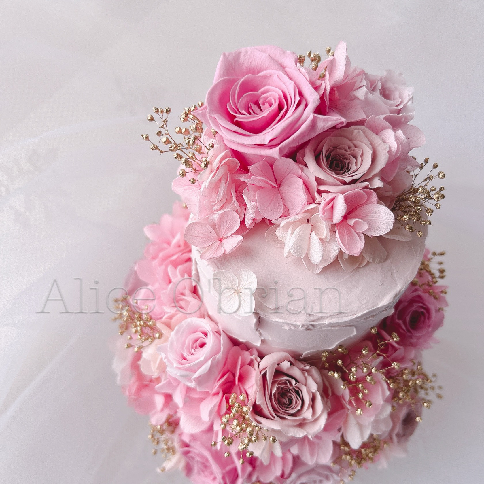 ♡ウェディングフラワーケーキウェルカムオブジェ〜Sweet Fantasy♡リングピロー にも♡