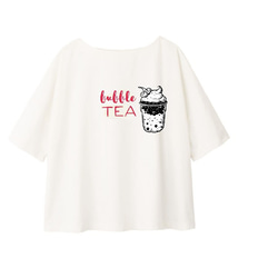 タピオカ　ティー柄レディース7分袖Tシャツ【M～LL】 1枚目の画像