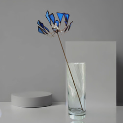 シーガラスアート　青い花　ステンドグラス雑貨　造花　インテリアアイテム　サンキャッチャー　窓辺　出窓飾り　送料無料 2枚目の画像
