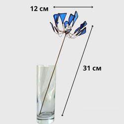 シーガラスアート　青い花　ステンドグラス雑貨　造花　インテリアアイテム　サンキャッチャー　窓辺　出窓飾り　送料無料 6枚目の画像
