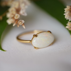 K18 Oval White Opal ring(2.43ct,R078_WOp) 2枚目の画像