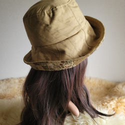 イエローベージュ系★つば裏ベージュ系★ぷっくりレオパード柄★ひとつ持っていると便利なプレーン帽子 10枚目の画像