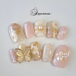 幸せの四葉のクローバーネイル♡長さ&カーブ調整無料♡ケース&ヤスリ