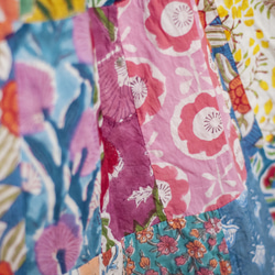 木版プリント コットン スカート インド綿 パッチワーク スカート ブロックプリント 木版プリント ロングスカート - 花 クリ 3枚目の画像