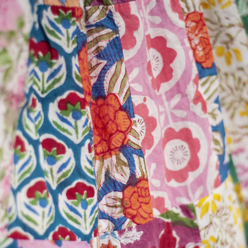 木版プリント コットン スカート インド綿 パッチワーク スカート