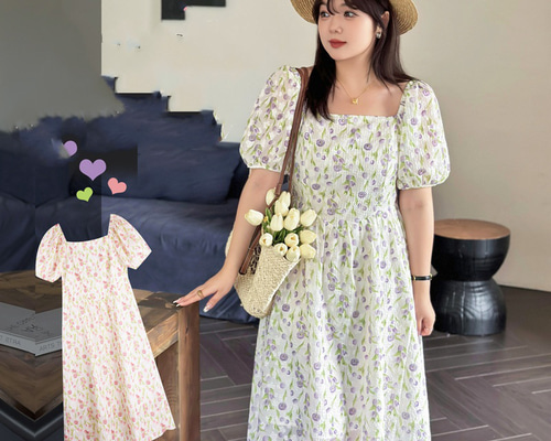 春夏新作 XL~5XL 花柄ロングワンピース 大きいサイズ レディース