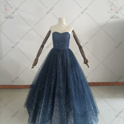 カラードレス ノースリーブ リボンが外せる2wayウェディングドレス G003 2枚目の画像