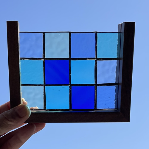 ステンドグラス ブルーパネルシリーズ⑤ サンキャッチャー