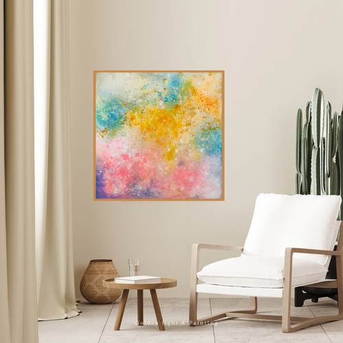 アートデコレーション | 抽象絵画ギフト: 花の風 絵画 金色畫境之光