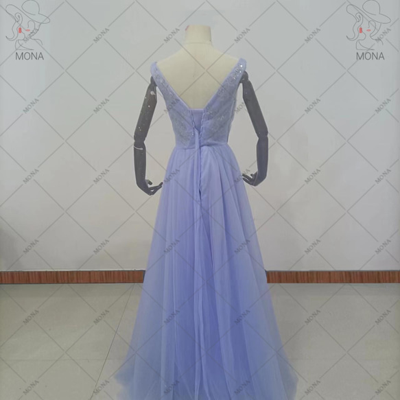 カラードレス ノースリーブ Vネック ウェディングドレス G005 3枚目の画像