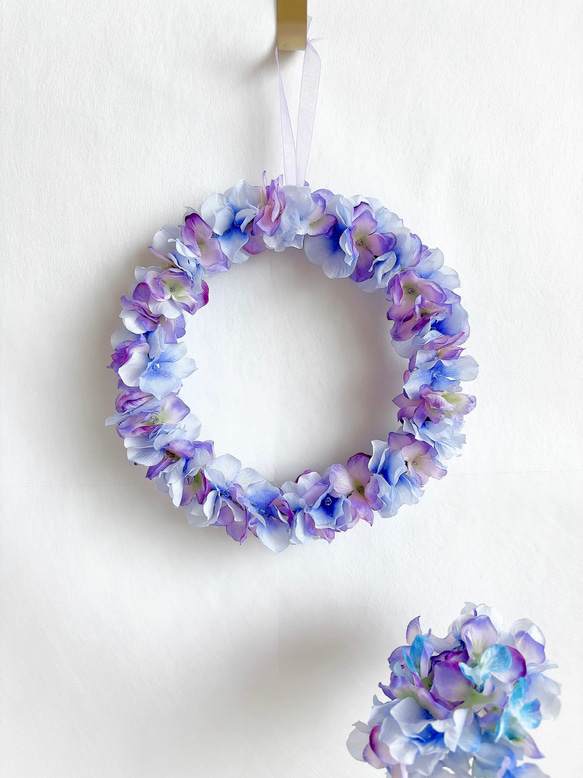 紫陽花の花びらリース 6枚目の画像