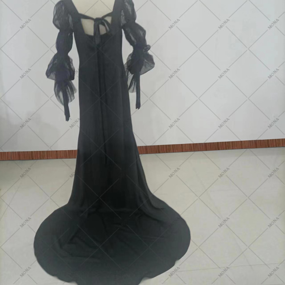 カラードレス 上品 エレガント スクエアネック ウェディングドレス G011-1 4枚目の画像