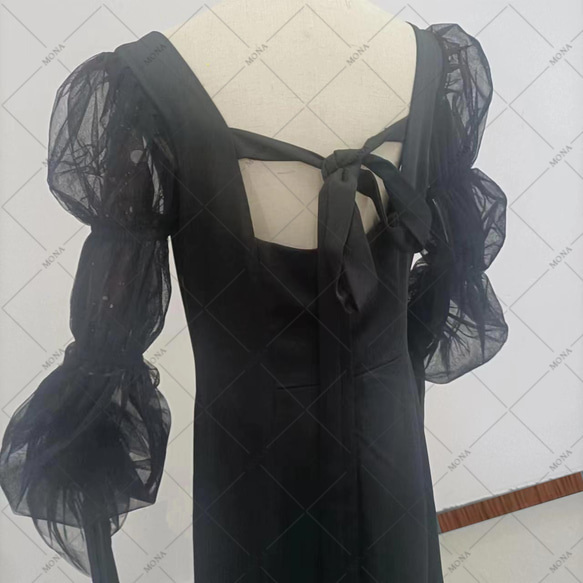 カラードレス 上品 エレガント スクエアネック ウェディングドレス G011-1 7枚目の画像