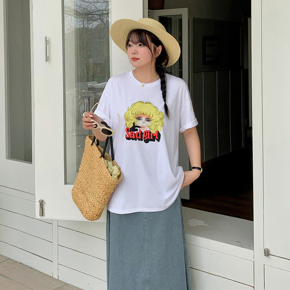 春夏新作 XL~4XL 女の子用ヘッドプリント半袖Tシャツ 大きいサイズ レディース 着痩せ ol 通勤 大きめ 9枚目の画像