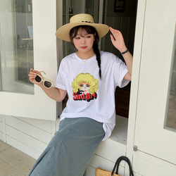 春夏新作 XL~4XL 女の子用ヘッドプリント半袖Tシャツ 大きいサイズ レディース 着痩せ ol 通勤 大きめ 7枚目の画像