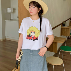 春夏新作 XL~4XL 女の子用ヘッドプリント半袖Tシャツ 大きいサイズ レディース 着痩せ ol 通勤 大きめ 3枚目の画像