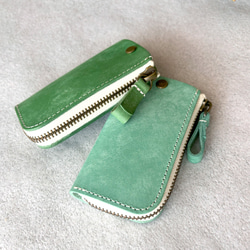 キーケース キーホルダー スマートキー 革 イタリアレザー オイルレザー  浪曼派 ファスナー キーケース 名入れ 刻印 3枚目の画像