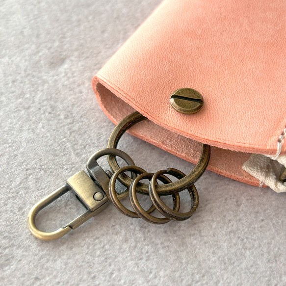 キーケース キーホルダー スマートキー 革 イタリアレザー オイルレザー  浪曼派 ファスナー キーケース 名入れ 刻印 6枚目の画像