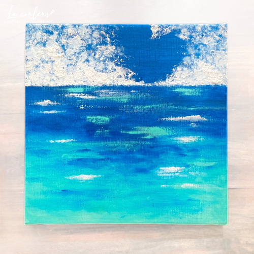 原画】宮古ブルー キャンバス 約227×227mm（SSMサイズ） 送料無料 海