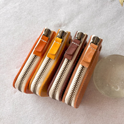 キーケース キーホルダー スマートキー 革 イタリアレザー オイルレザー  浪曼派 カード収納 ファスナー キーケース 5枚目の画像