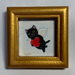 絵画。原画【黒猫ちゃんは昼寝をしている】 - 麦のアードなど