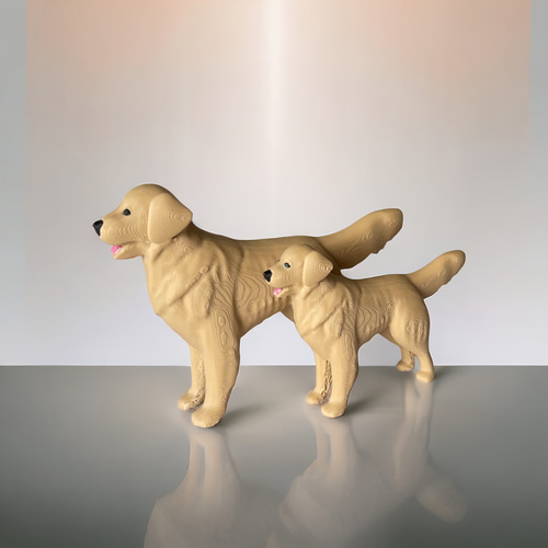 ゴールデンレトリバー リアル3Dフィギュア 1頭 その他置物 樹脂